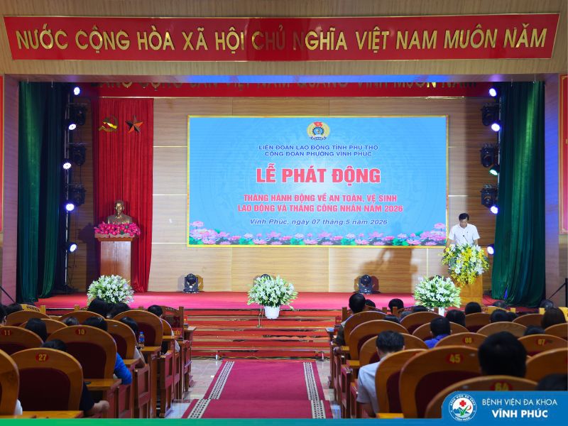 Bệnh viện Đa khoa Vĩnh Phúc tham dự Lễ phát động Tháng Công nhân và Tháng hành động về An toàn, vệ sinh lao động